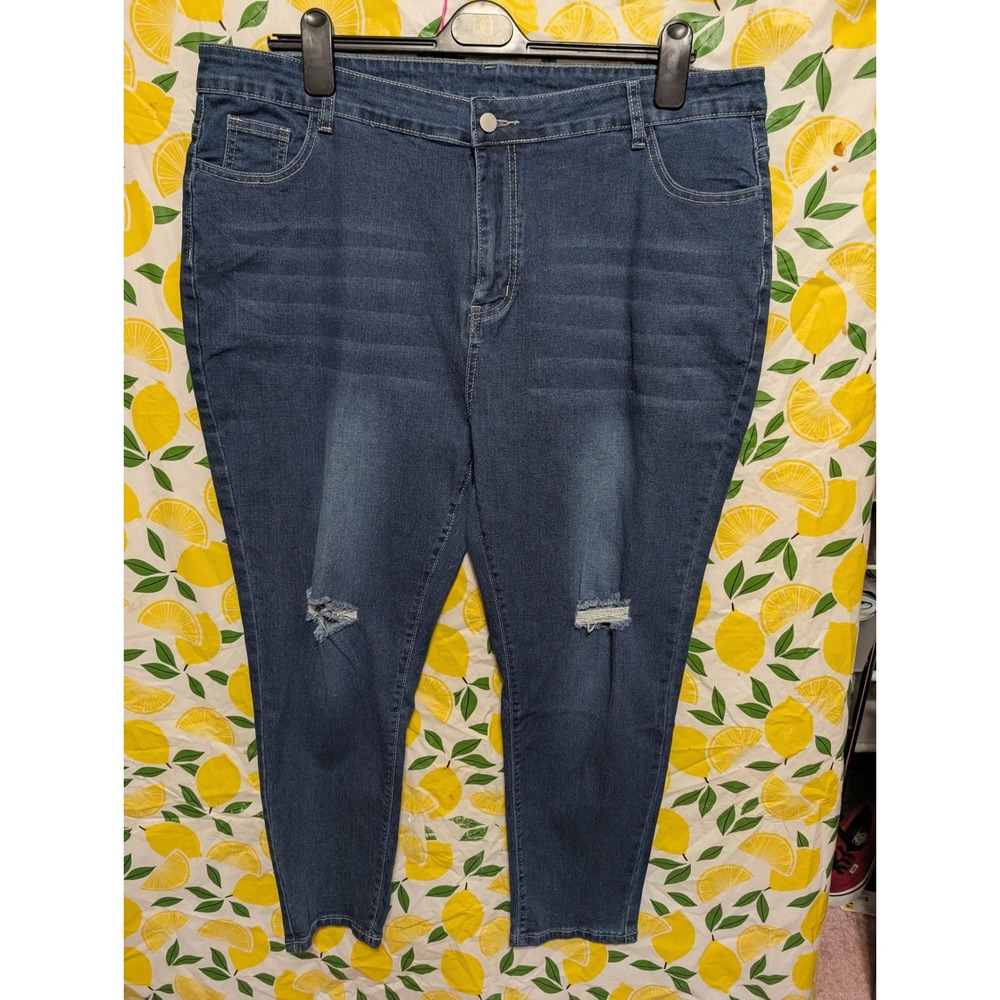 Unbranded Distressed Skinny Jeans Women 4XL Blue NWOT High Rise Stretch Denim